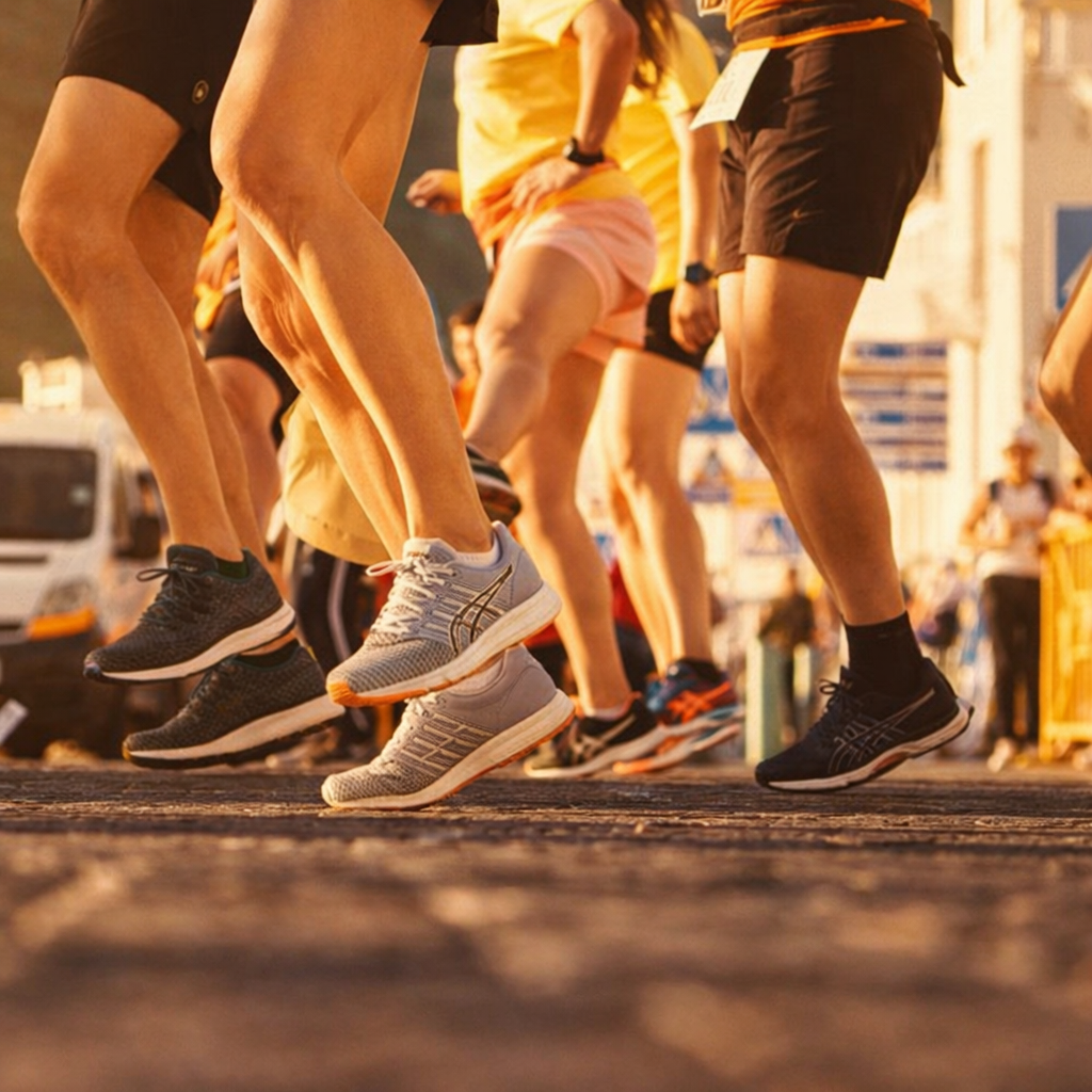 Runners in colorful sportswear