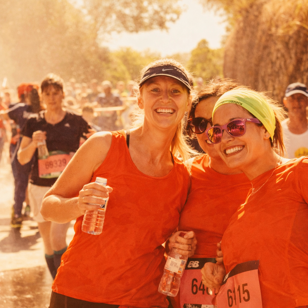 Corredor com colete de hidratação a beber água no exterior