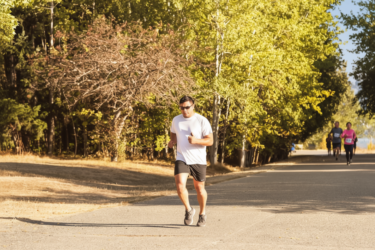 A runner, wearing black sneakers