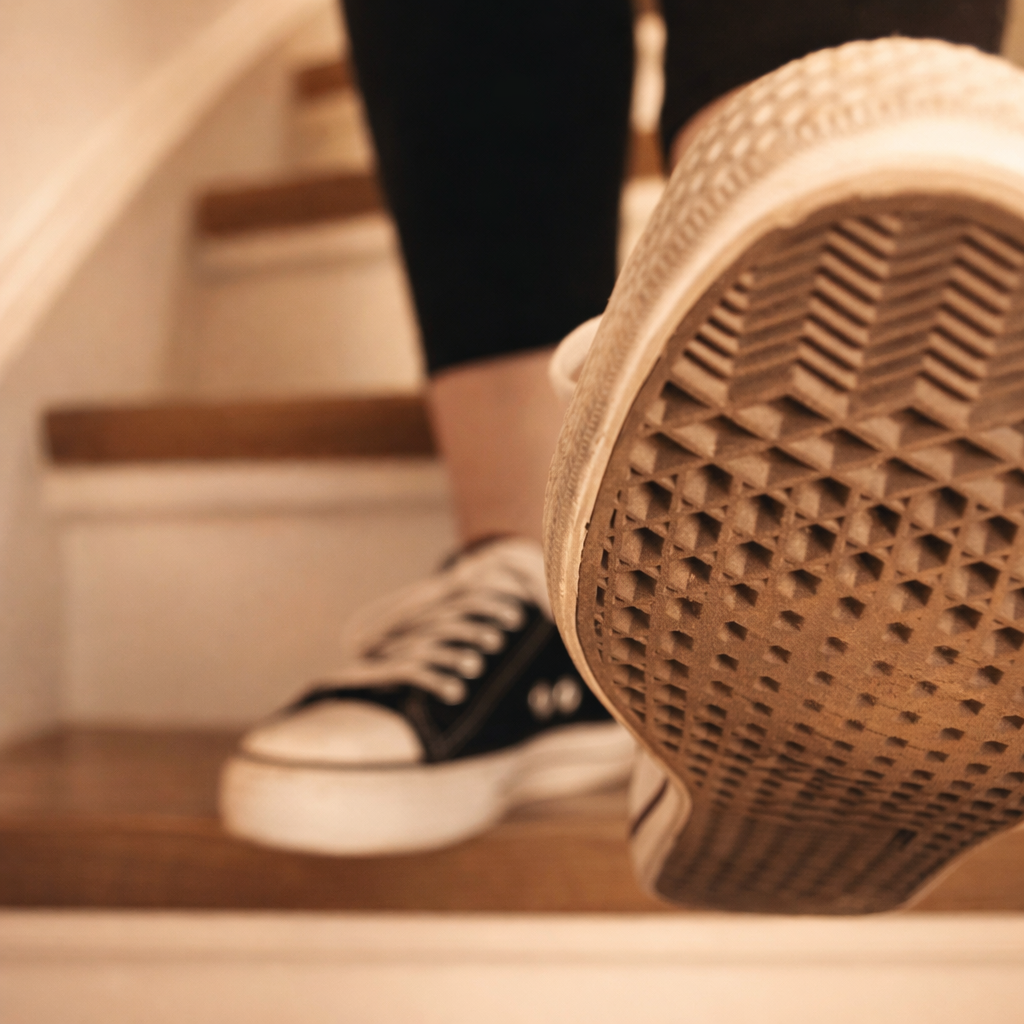 A person in black leggings and