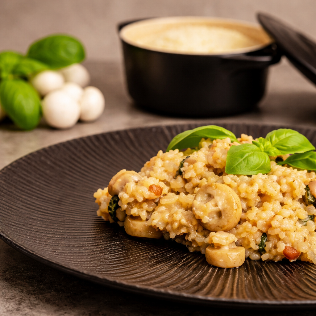 A delicious, creamy mushroom risotto