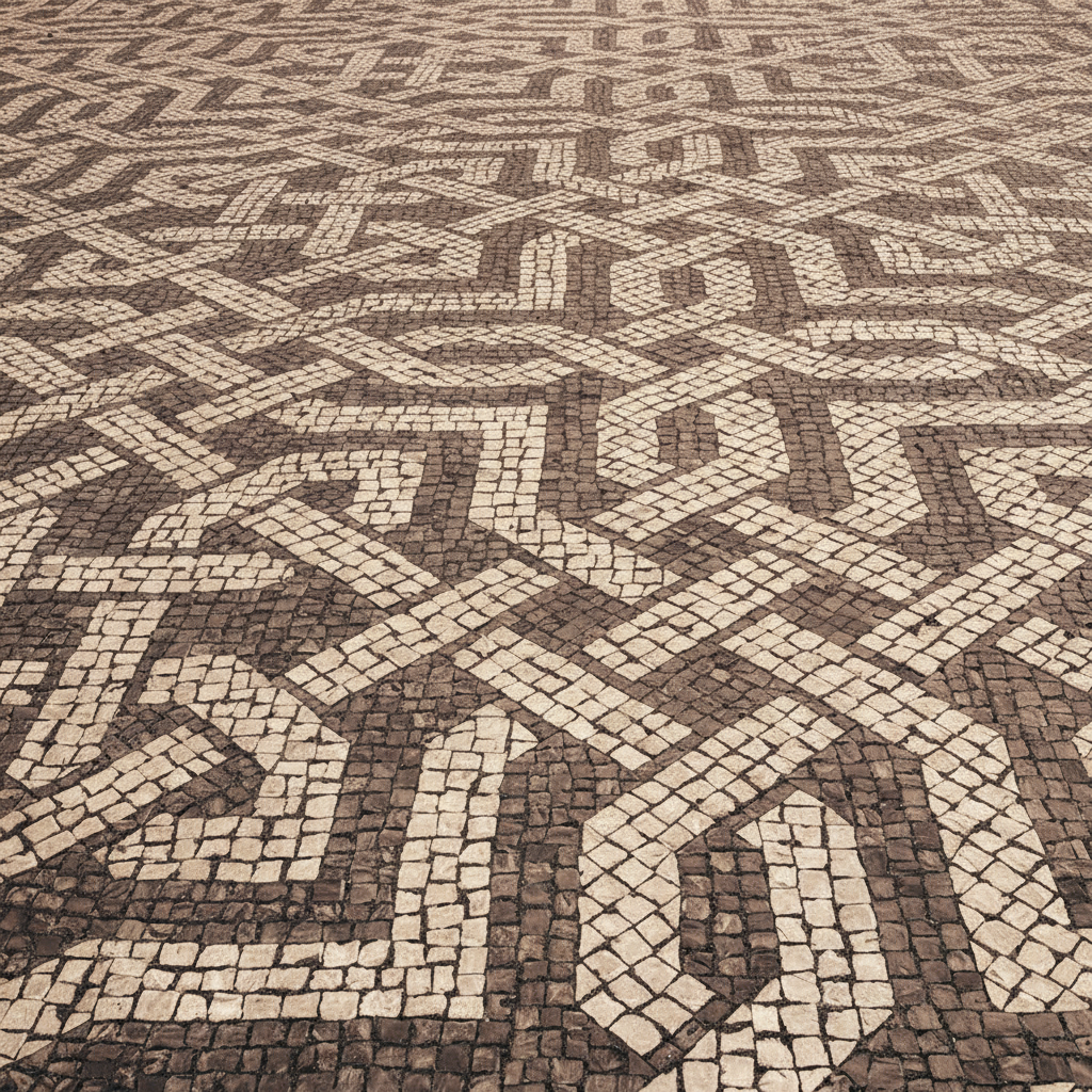 An intricate geometric cobblestone pattern
