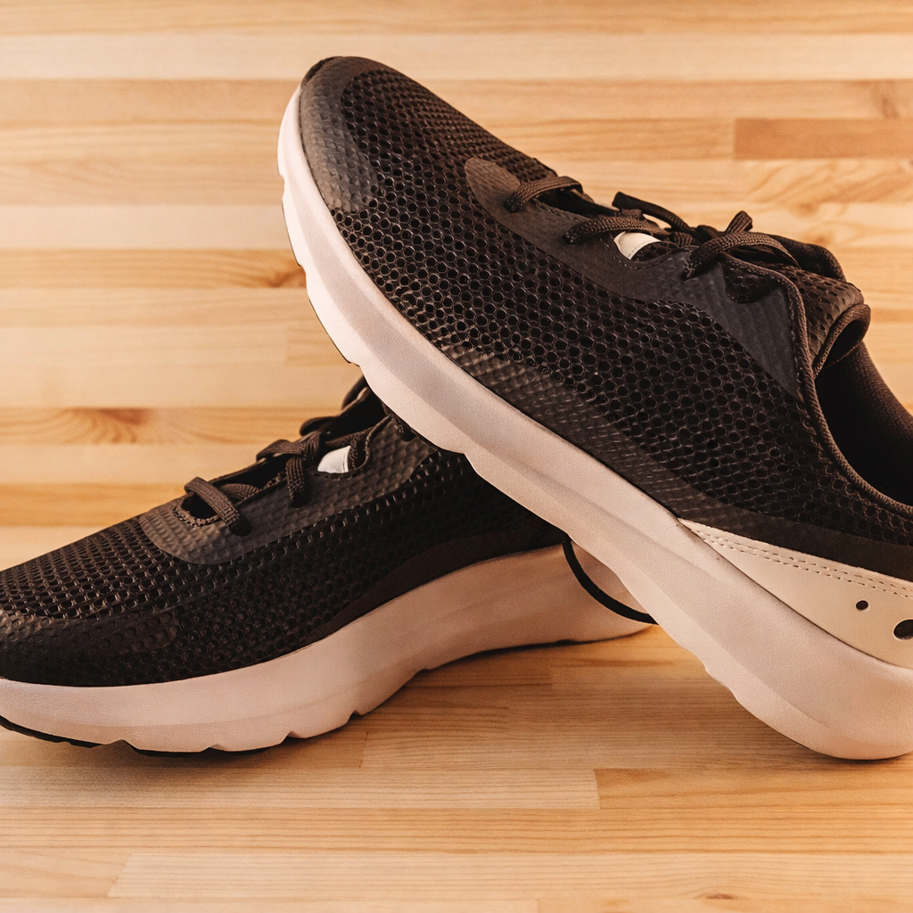 These black and white athletic shoes